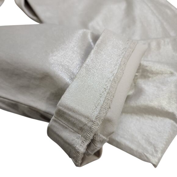 French Connection Womens Shimmer Trouser Pants Size 10 Cream Metallic Ankle - Picture 10 of 12